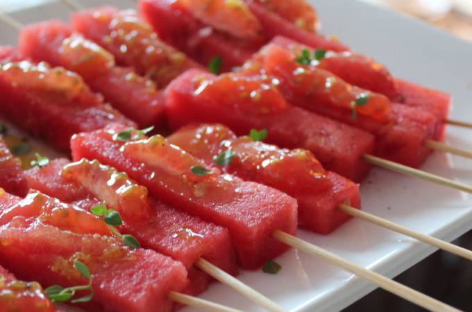 Watermelon-Tomato Skewers
