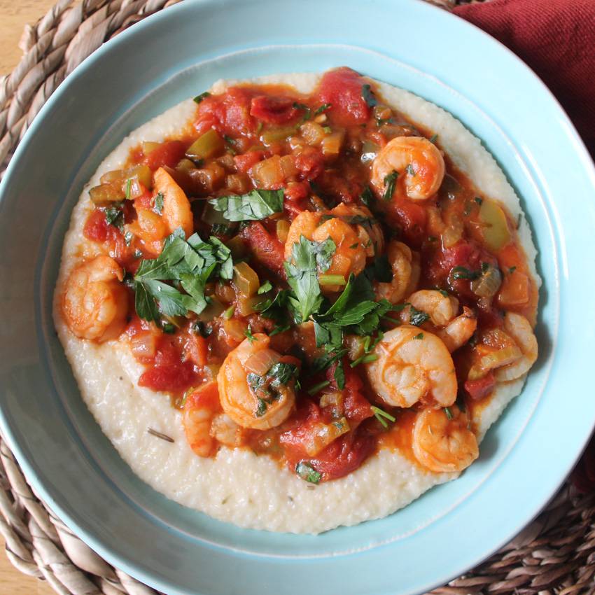 Shrimp Creole and Cheddar Grits | Runaway Apricot