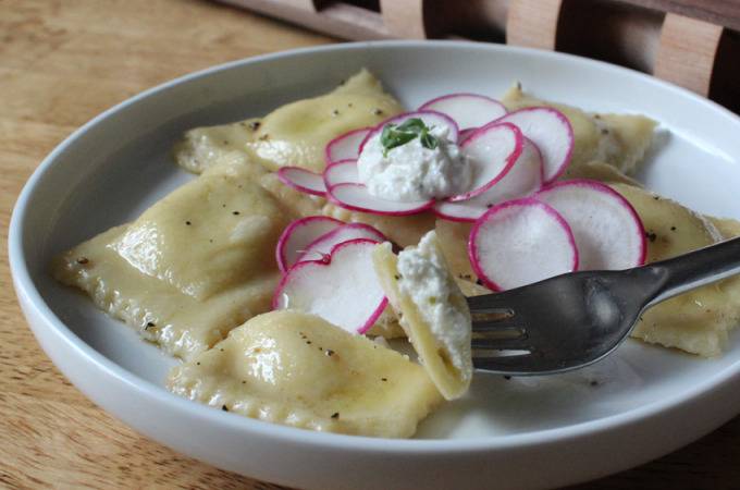 Ricotta-Goat Cheese Ravioli with Radishes | Runaway Apricot