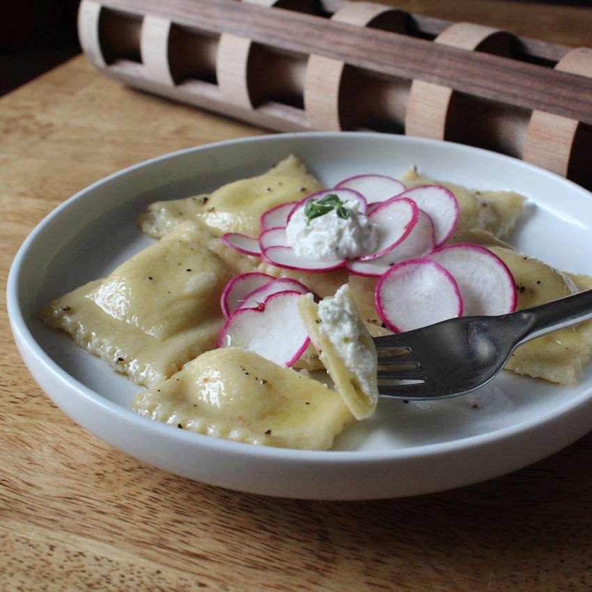 Ricotta-Goat Cheese Ravioli with Radishes | Runaway Apricot