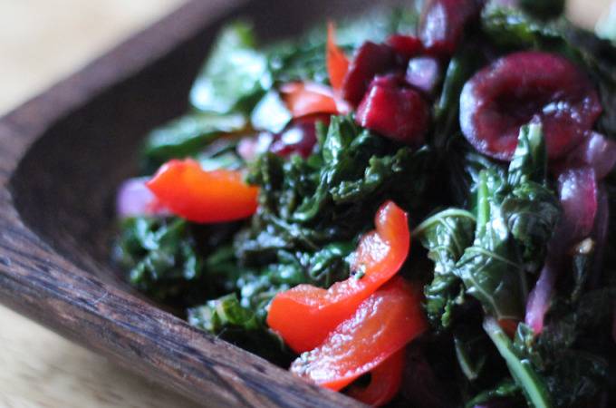 Sauteed Kale with Cherries // Runaway Apricot