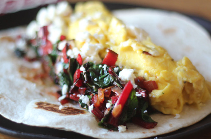 Chard and Feta Breakfast Tacos | Runway Apricot