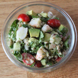 Shrimp-Avocado-Farro-Kale Salad for the ultimate summer meal prep and planning
